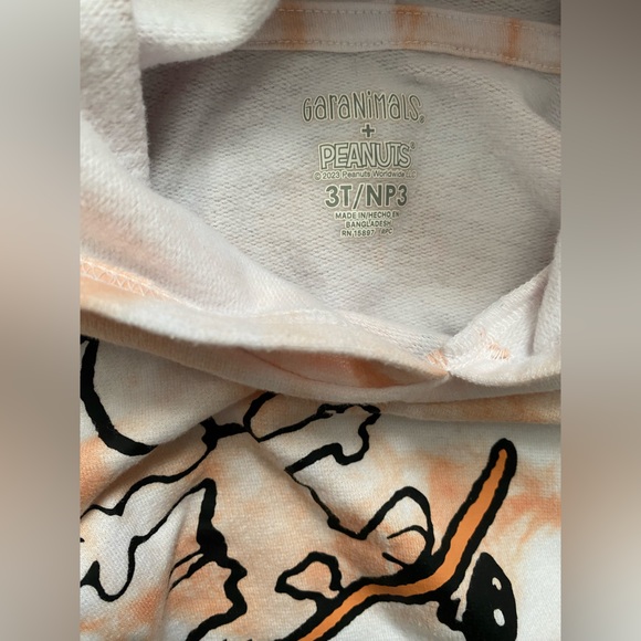 3T Snoopy Tie-Dye Hoodie Kids white orange snoopy skateboard gender neutral - Picture 12 of 15